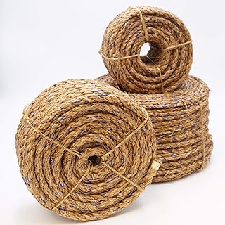 Manila Rope 3/8” x 100’ Tan Twisted 3 Strand 100% Natural Abaca Fiber, Moisture, Marine, DIY, Crafts, Biodegradable Commer...