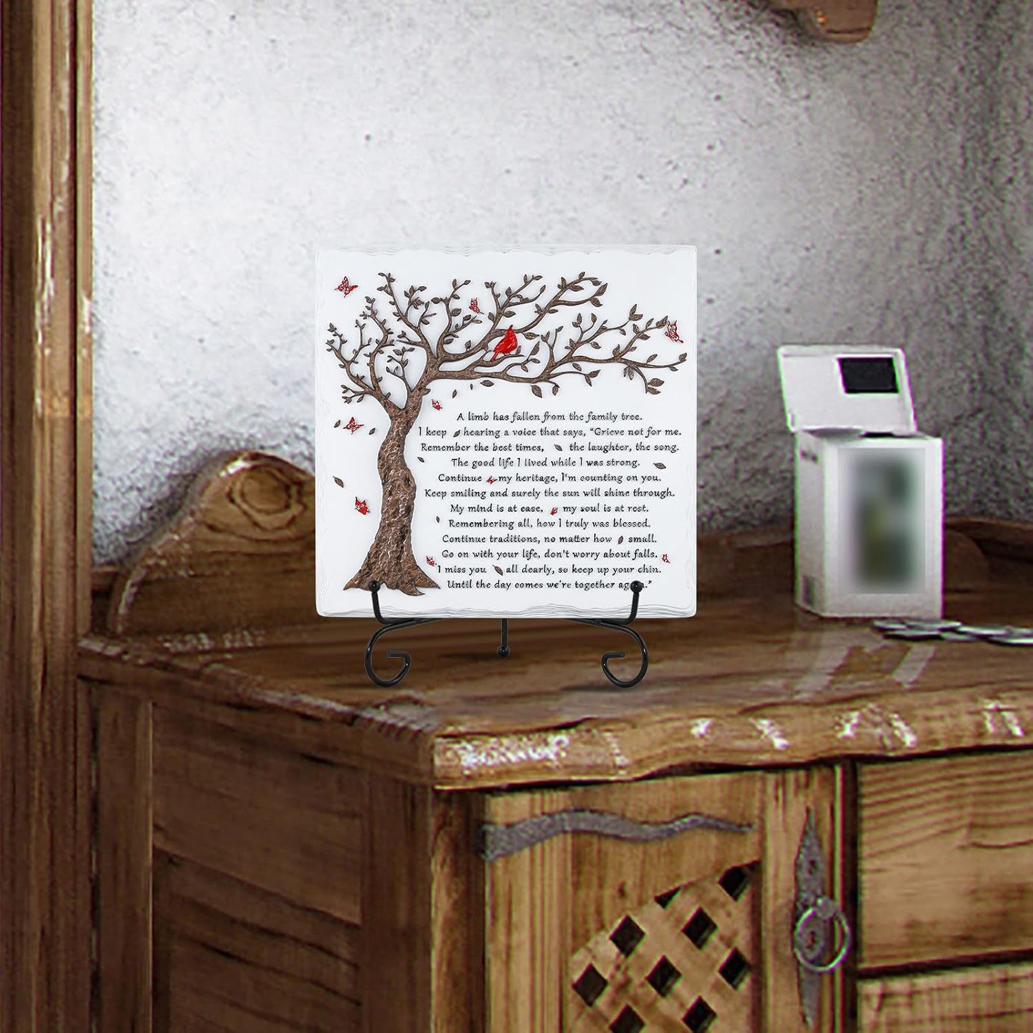 A Limb Has Fallen from The Family Tree-Sympathy Plaque with Iron Stand- In loving memory for Loss of Loved One Memorial Condolence Bereavement Grief Gifts-Wall Decor Table Decor - Image 6