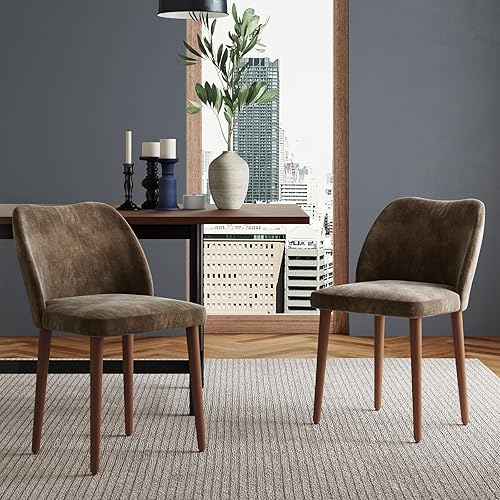 Juego de 2 sillas de comedor, cómodas sillas de comedor, sillas de cocina modernas con cojines gruesos, pies niveladores y soporte de ala lateral,