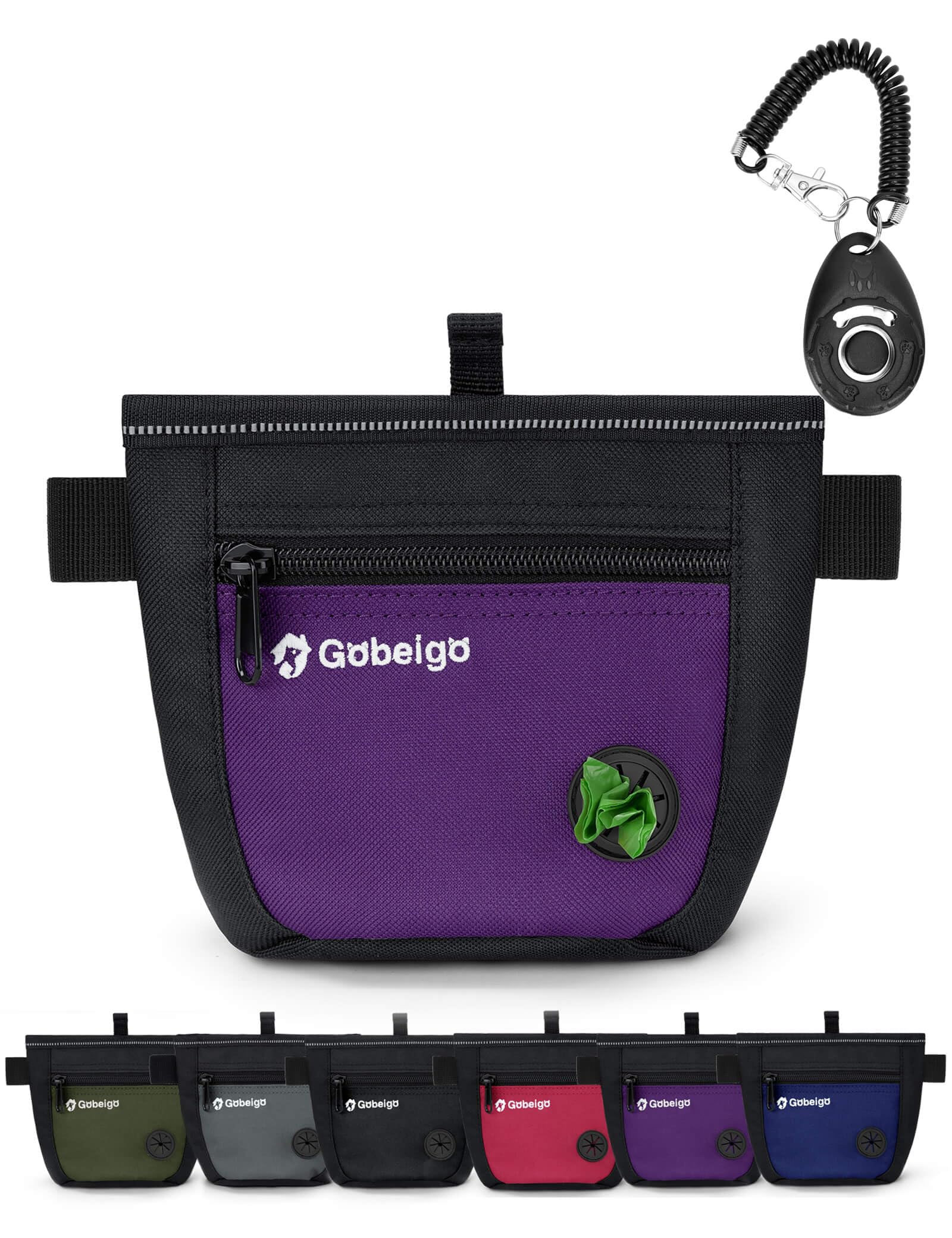 Gobeigo Dog Treat Pouch and Training Clicker, Upgrade Two Magnetic Closure to Prevent Spills