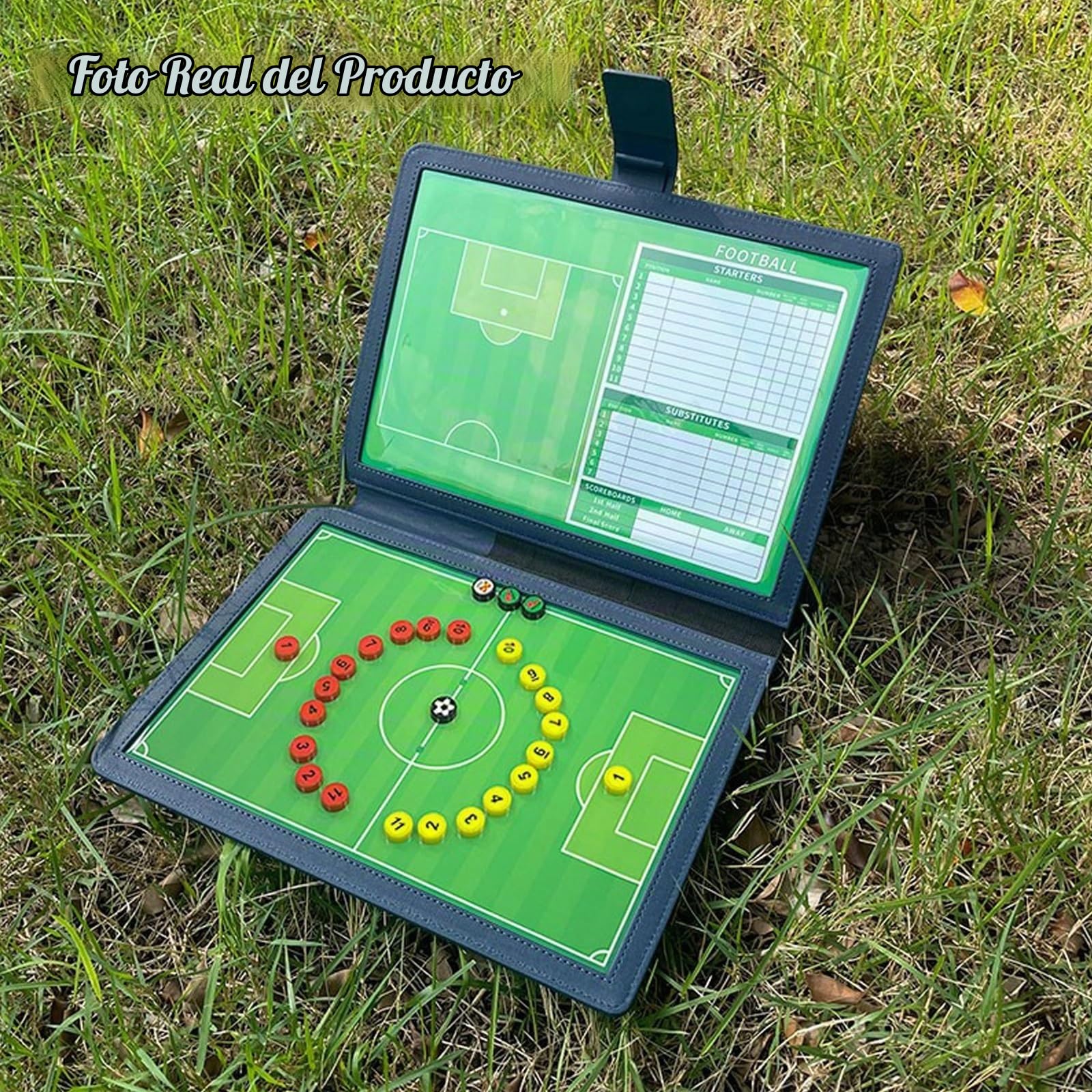 Pizarra Magnética para Entrenamiento de Fútbol, Pizarra Táctica de Fútbol con Accesorios, con Marcadores y Fichas Magnéticas, Doble Cara, Ideal la Enseñanza