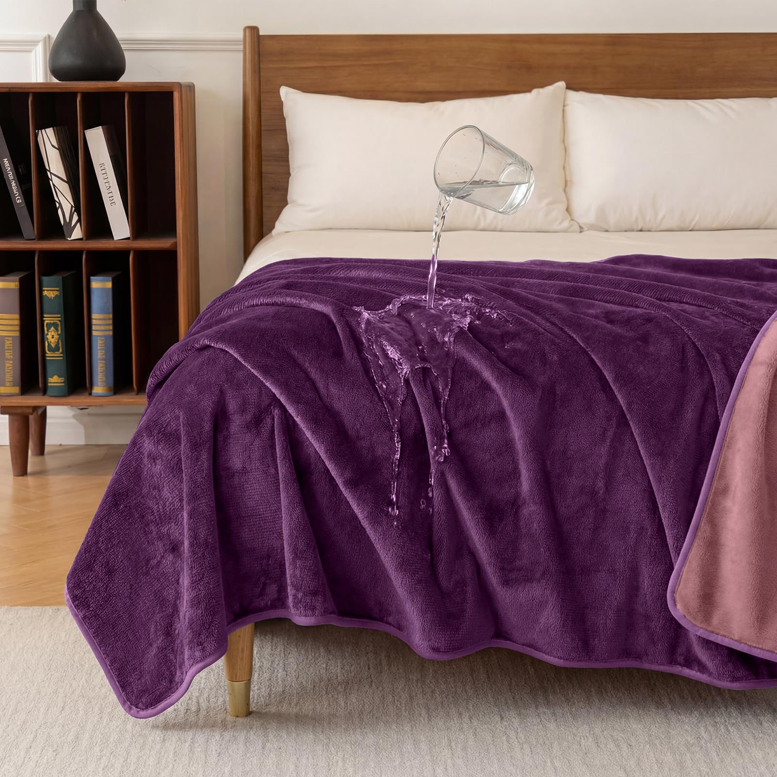 DeepDream Wasserfeste Decke, Liebesdecke für Paare, King Size Decken für Erwachsene Paare, Reversible Decke Wasserdicht für Sofa und Bett, Rosenlila/Rosenrosa (230x203cm)