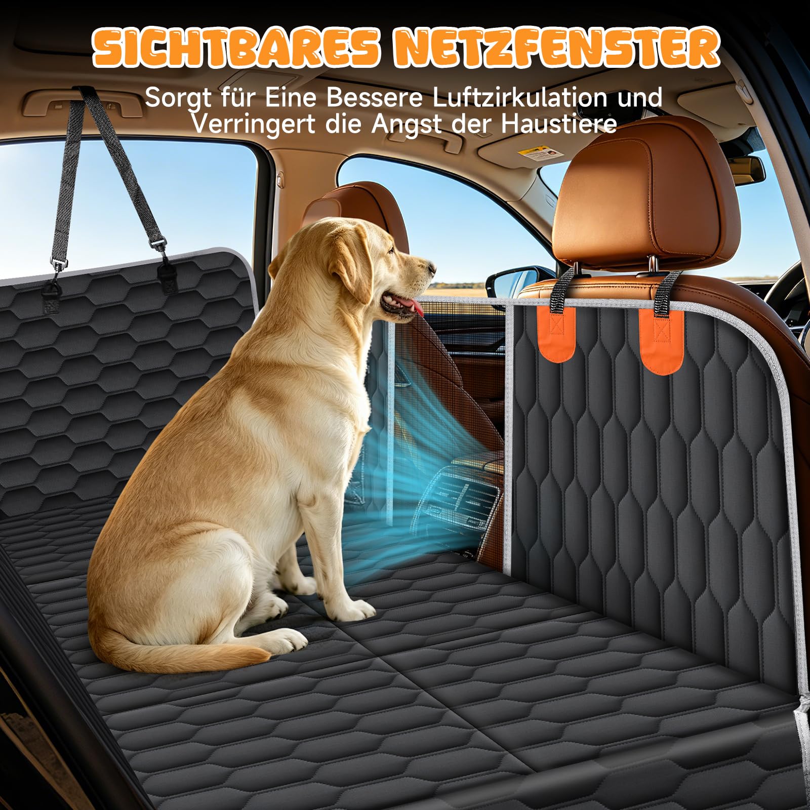 Hundedecke Auto Rückbank, Harter Unterseit Wasserdicht rutschfest | Zusammenklappbar,Sichtfenster Sicherheitsgurt,Maschinenwaschbar, Herausnehmbare Stützplatte,für Alle Fahrzeugmodelle Geeignet