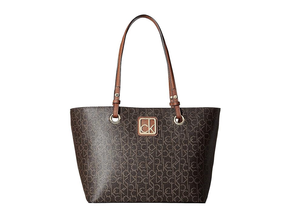 

Calvin Klein Monogram East/West Tote (Brown/Luggage) Handbags