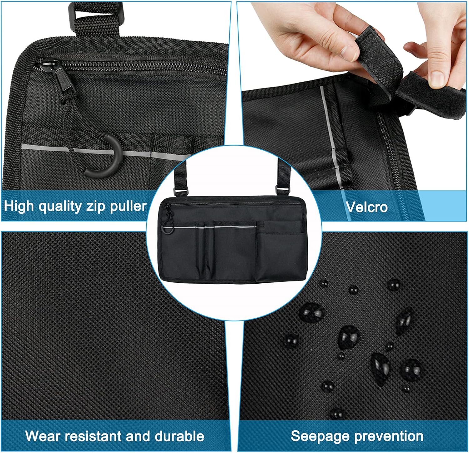 Wheelchair Armrest Accessories Side Bag，Wheelchair Bag，Multi-Pocket Reflective Tape mesh Pocket Walker Wheelchair armrest Storage Bag Suit for Elderly, Seniors,Handicap,Disabled : Health & Household
