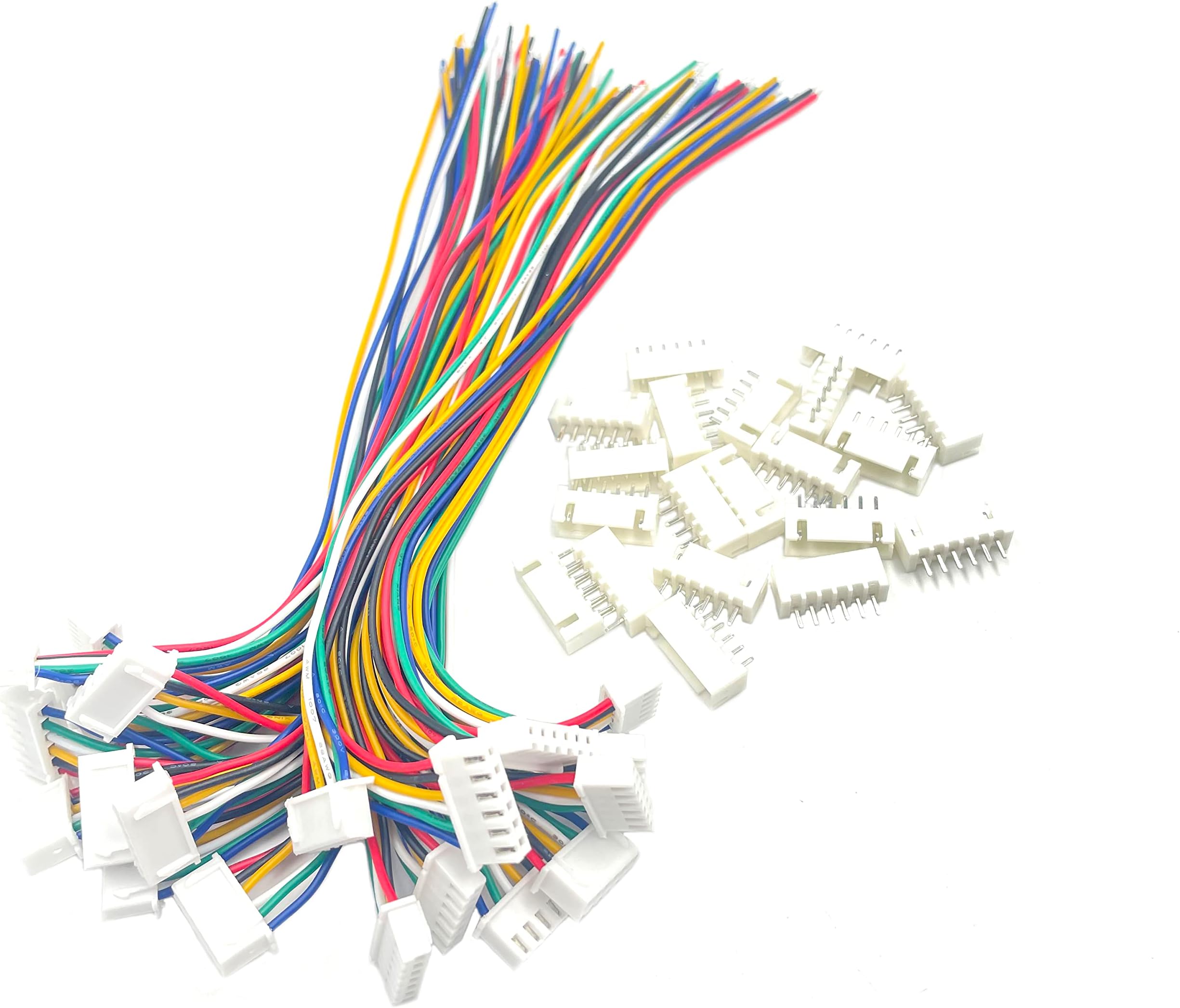 20 Pairs Mini Micro 6 Pin JST XH 2.54mm Cable Connector, JST XH 2.54mm Pitch 6 Pin Male Female Connector Plug with 26AWG 150mm Wires Cables, for LED Strips Lights, RC Toys, Batteries