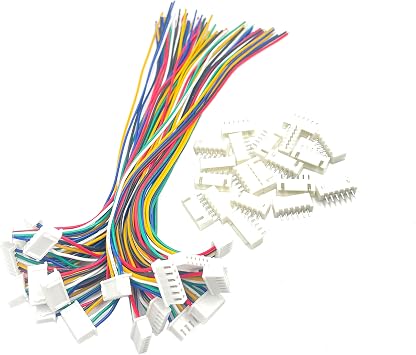 20 Pairs Mini Micro 6 Pin JST XH 2.54mm Cable Connector, JST XH 2.54mm Pitch 6 Pin Male Female Connector Plug with 26AWG 150mm Wires Cables, for LED Strips Lights, RC Toys, Batteries