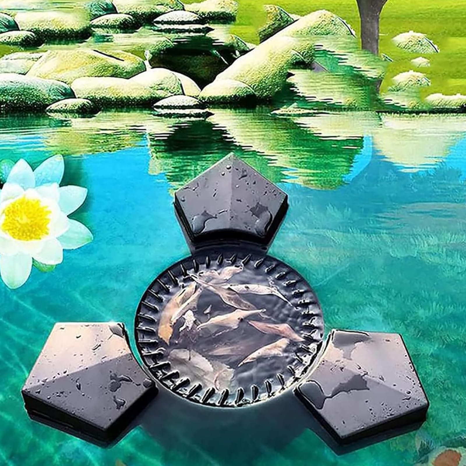 Skimmer Galleggiante per Laghetto con Pompa, Adatto per Estrattori di Superficie, Cavo di Alimentazione da 10 M, Portata 4200 L/h, Filtro di Purificazione per Piante Acquatiche per Laghetti da