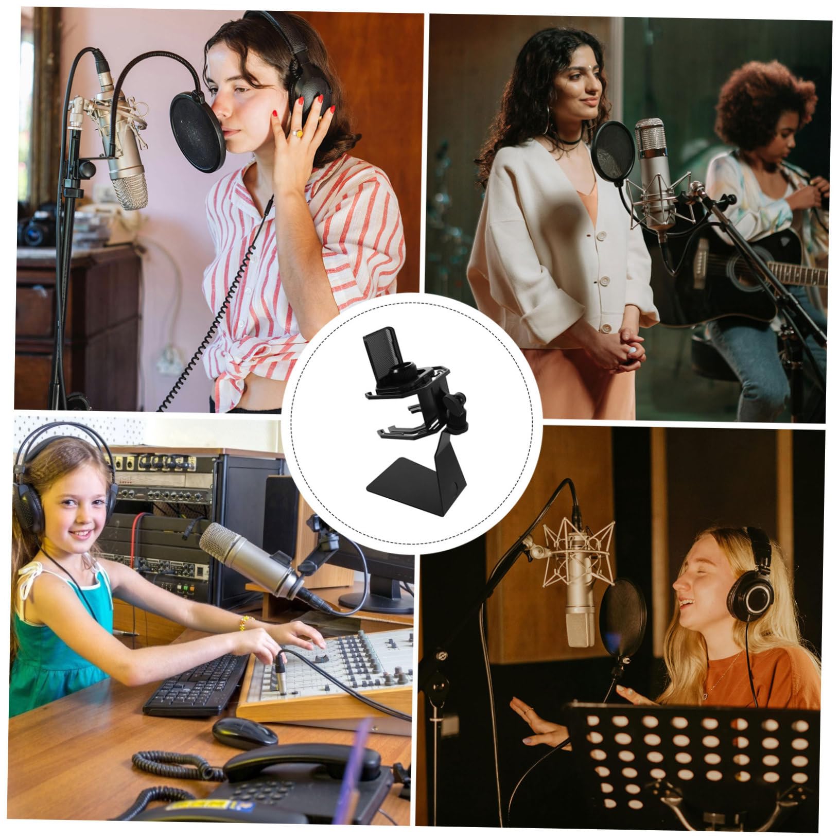 Mikrofon-stoßdämpferhalterung mit Großem Halter Einstellbare Tisch-mikrofonhalterung mit Pop-filter Vibrationsisolierende Klemme für Studio und Livestreaming Kompatibel mit Großen