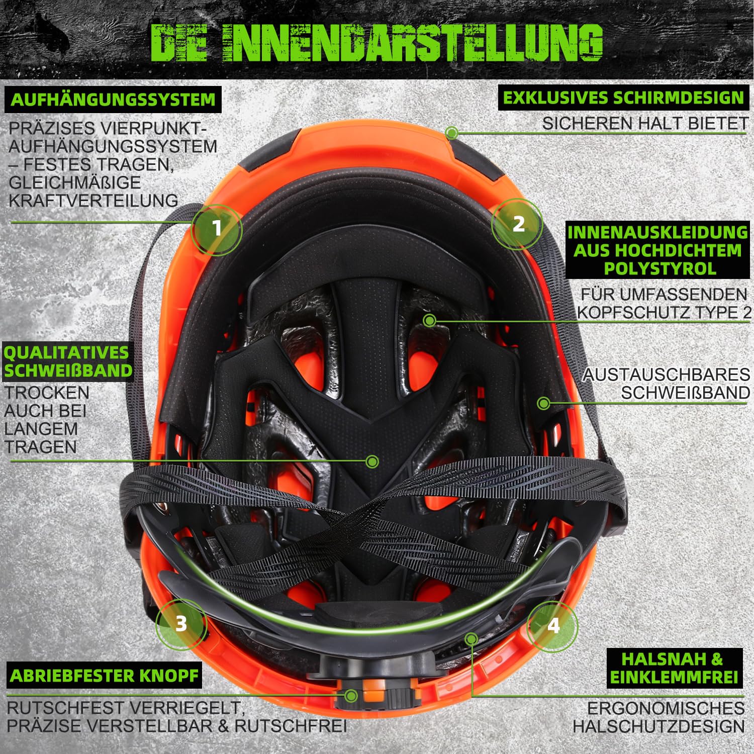 GREEN DEVIL Voltek Vent Air, casco industriale per adulti, con certificazione EN12492, resistenza agli urti e alla penetrazione EN397, test con protezione multipla su tutti i lati