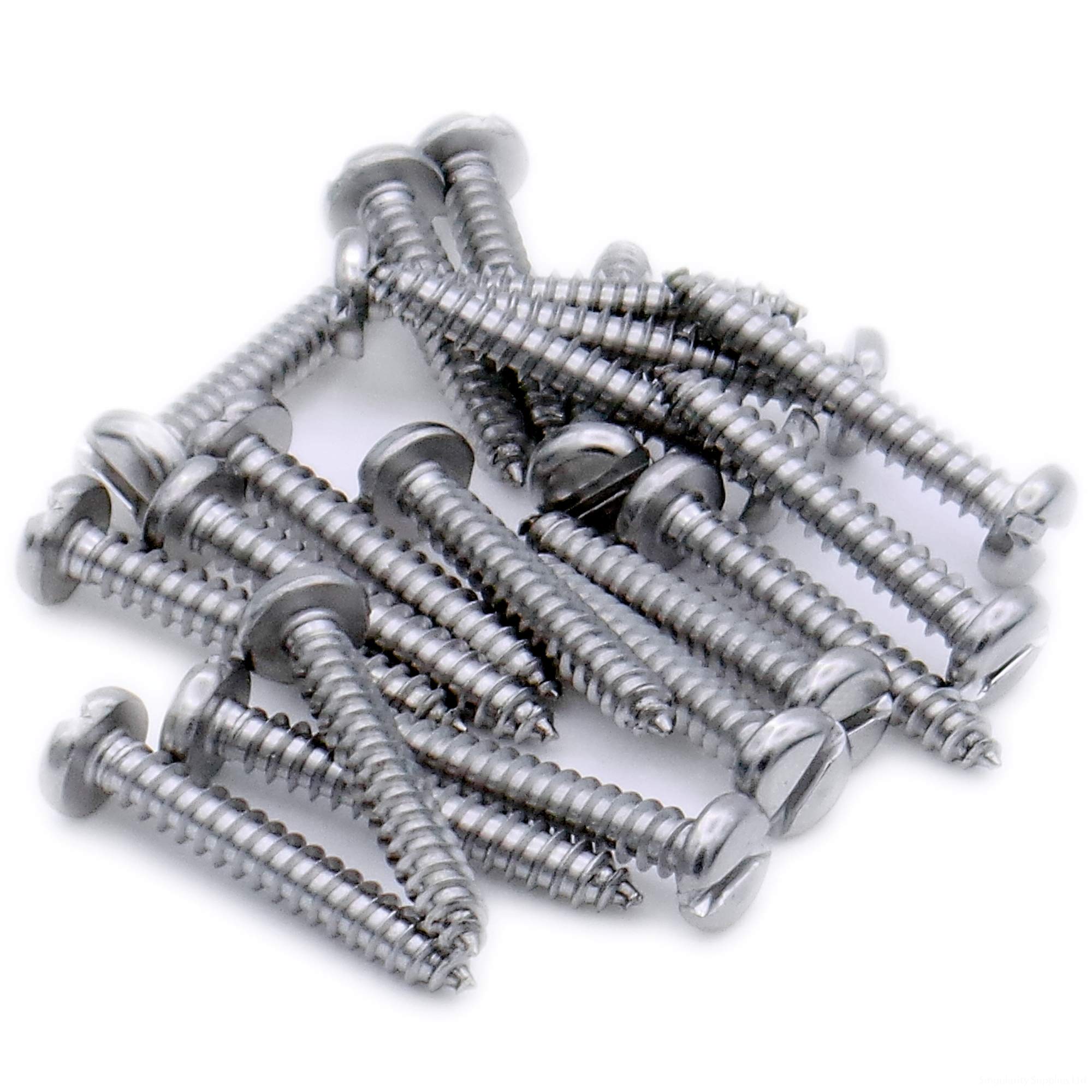 Singularity Supplies Silver No.14 X 2.5 (6.3Mm X 60Mm) Slot Pan Self-Tapping Screw - Stainless Steel (A2) (Pack Of 20)