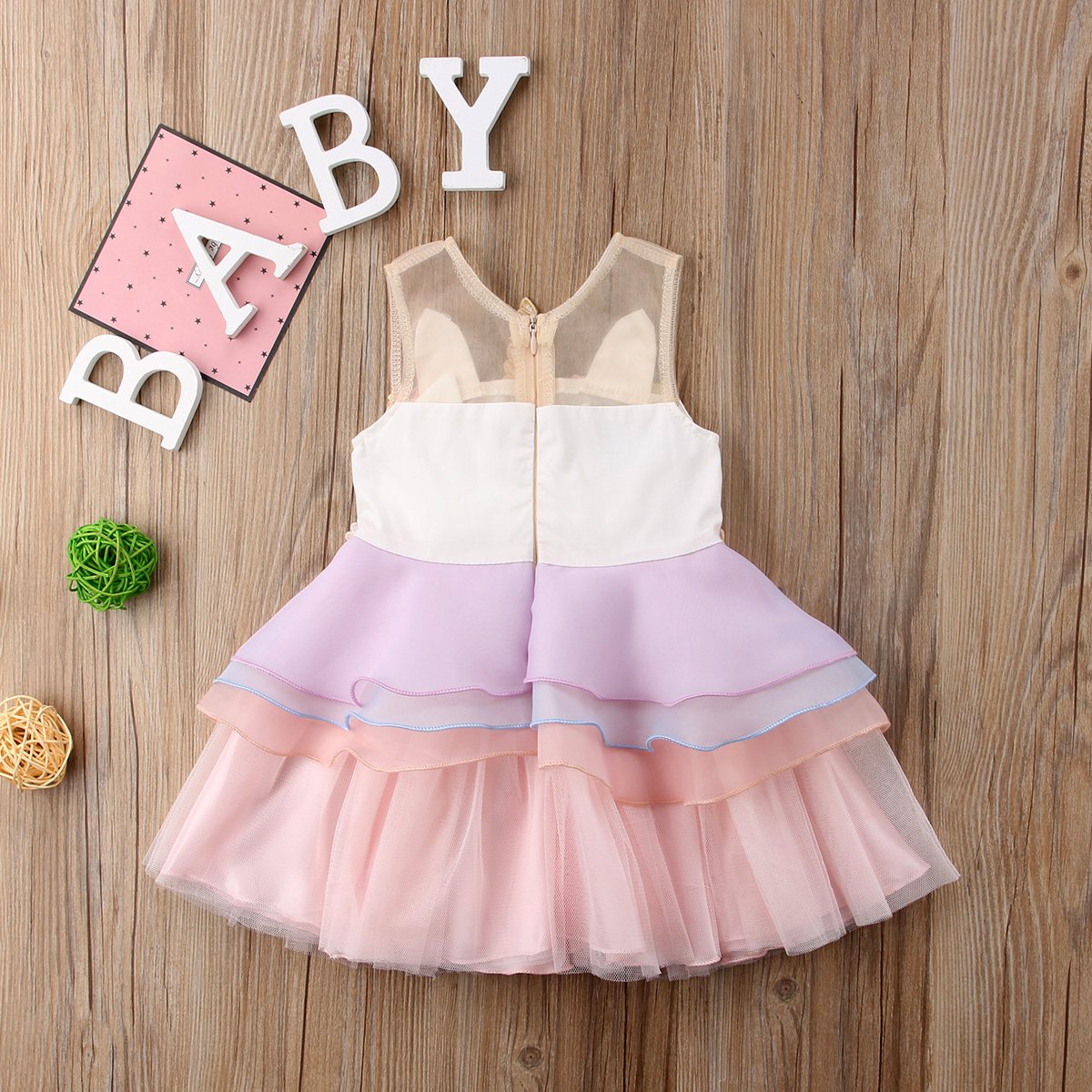 Baby Girls Unicorn Dress Flower Girl Dress Baby Kids Girl 3D Flower Lace Pageant Party Dress Summer Fashion Clothes (Light Pink, 100(1-2T))