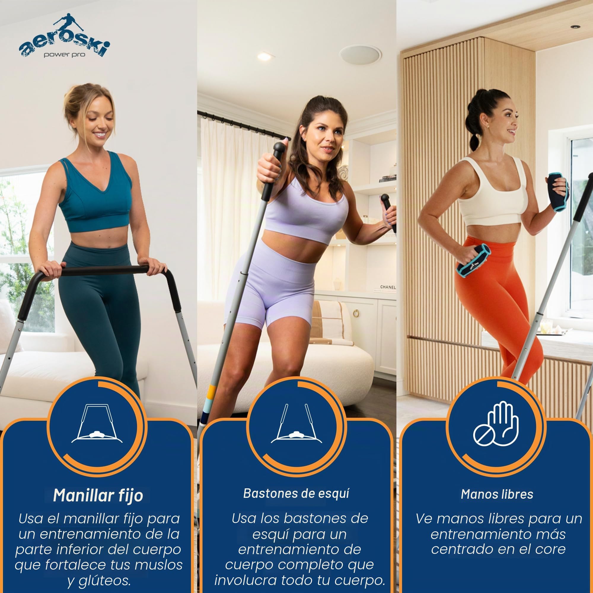 Aeroski - Máquina de entrenamiento de simulador de esquí con resistencia de resorte, 2 postes y gafas VR, equipo de ejercicio elíptico de bajo impacto