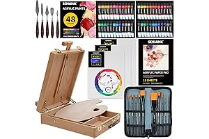 Vibrant Acrylic Paint Set with Premium Wood Box Easel
