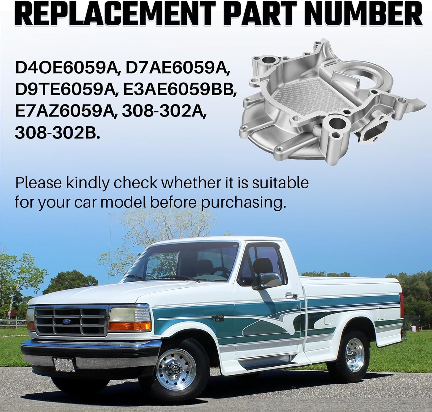 D4OE6059A Engine Timing Cover Compatible with Ford 302 / 351W 1979-1995 Replace D7AE6059A D9TE6059A