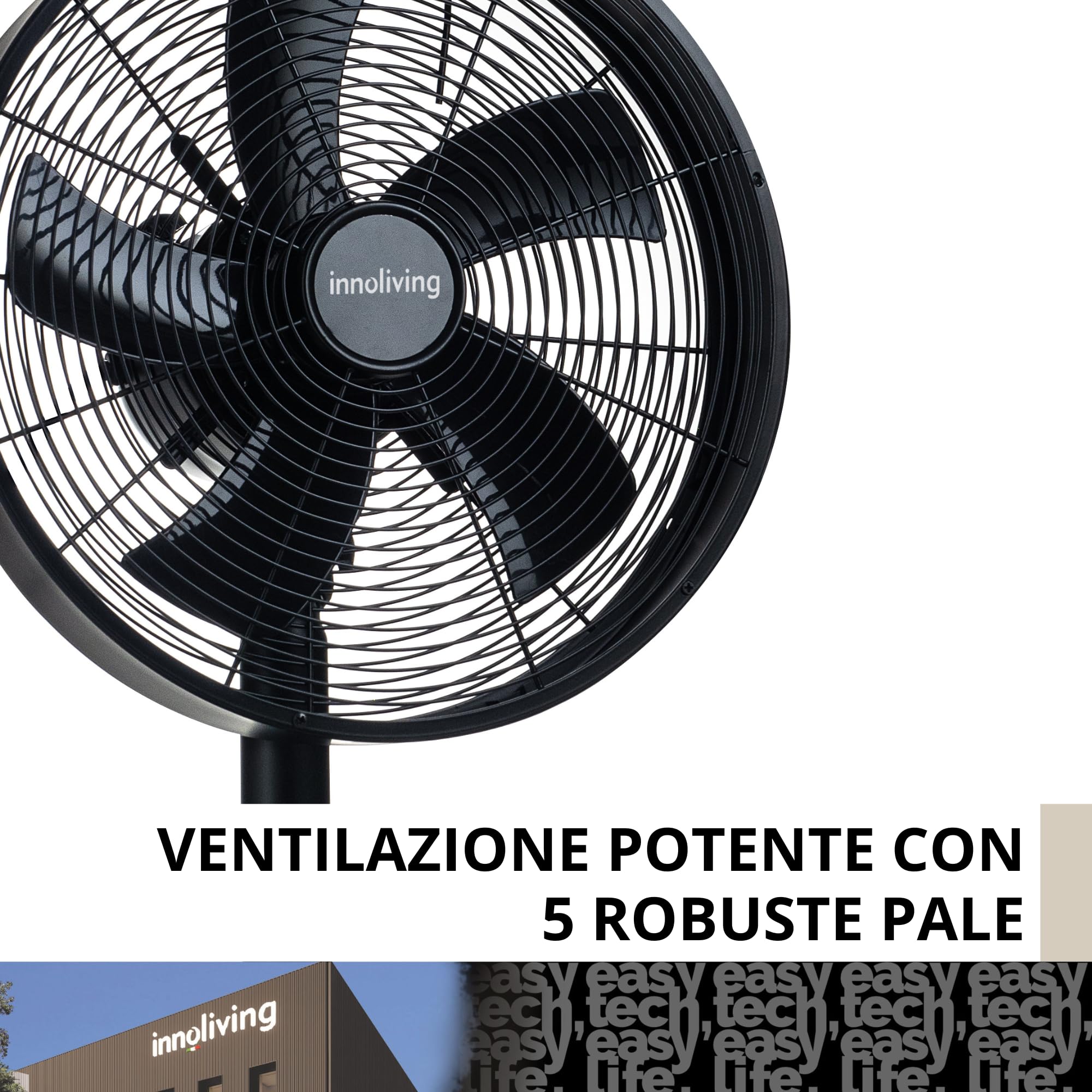 Innoliving ventilatore da tavolo (NERO 45Cm)
