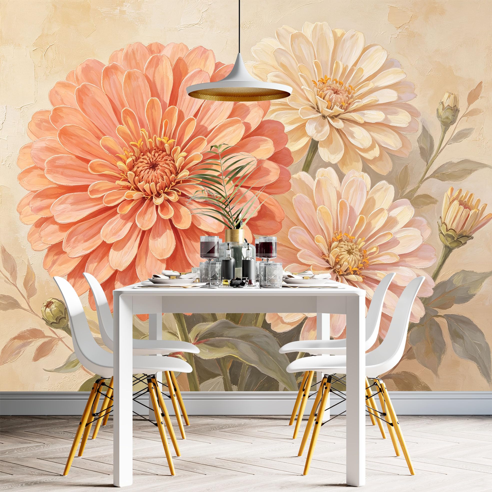 Mural De Pared 3D Flor De Margarita Papel Pintado Autoadhesivo 500Cmx280Cm(Hxw) Arte Moderno Papel Adhesivo Impermeable Papel Pintado Removible Autoadhesivo Para Dormitorio Y Sala De Estar - No Teji