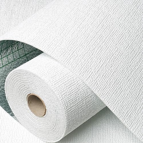 Miniatura 2 de LaCheery Papel tapiz extra grueso para paredes texturizadas, papel tapiz con textura blanca, papel de pared de espuma autoadhesivo para baño,