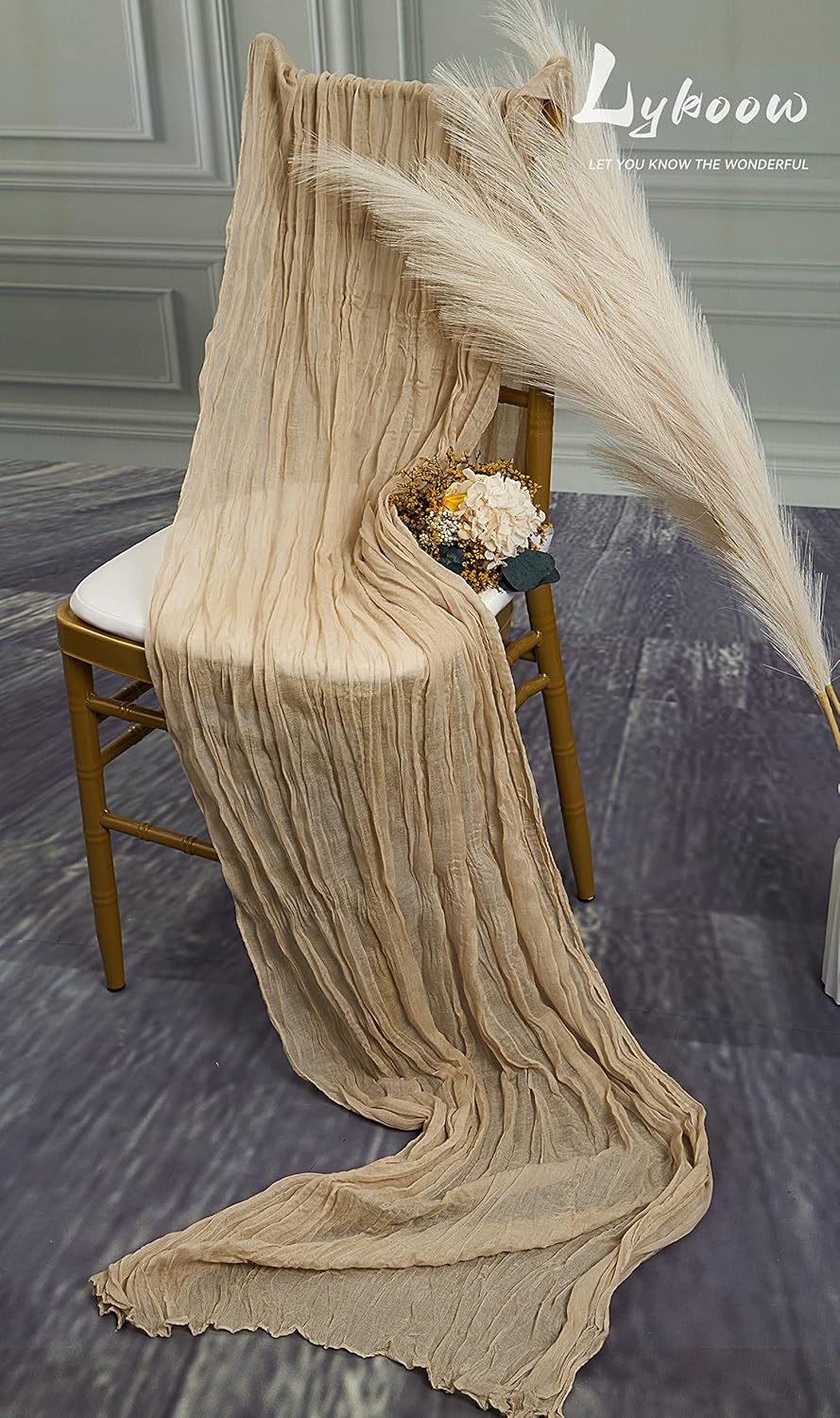10 Packs Cheesecloth Table Runner Beige, 10Ft Rustic Gauze Boho Wedding Table Runner Decoration, Wedding Table Decor Table Cloth for Wedding Party Bridal Shower Table(35x120 inch)