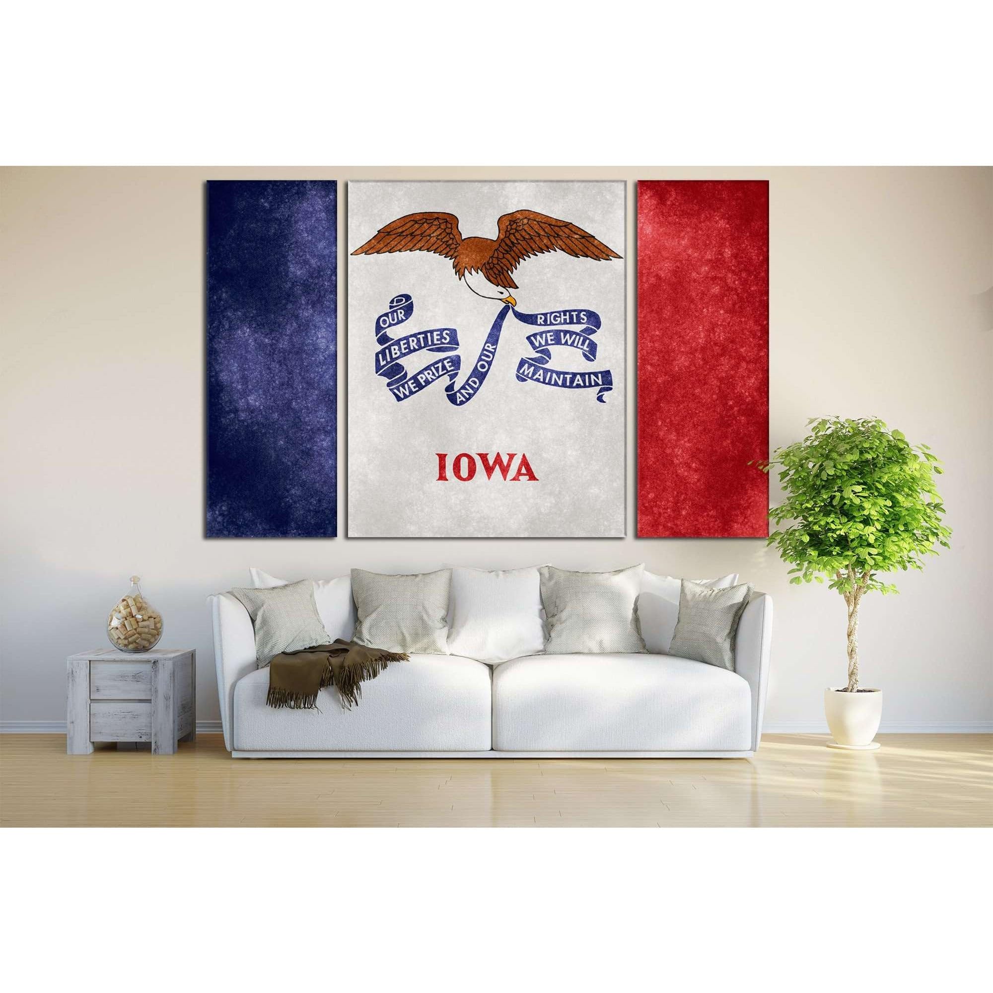 Lienzo de la bandera de Iowa ZELLART en 3 paneles de 140x90 cm 2