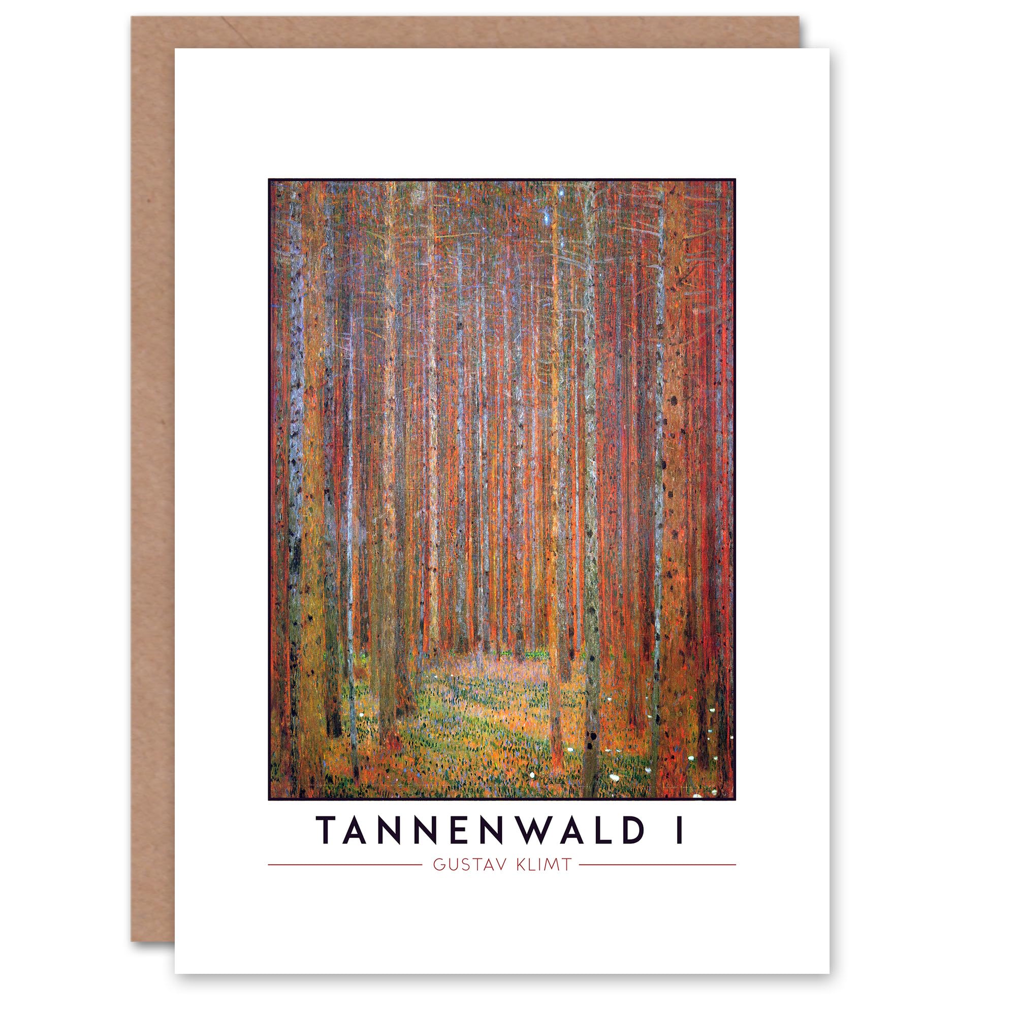 Artery8 Gustav Klimt Tannenwald I Fir Forest Painting Greeting Card – Decorative Nature Art Card