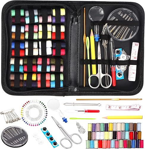 Rustark Kit de costura de 134 piezas con bolsa portátil, kit de suministros de costura premium que incluye 40 colores hilos de coser y accesorios
