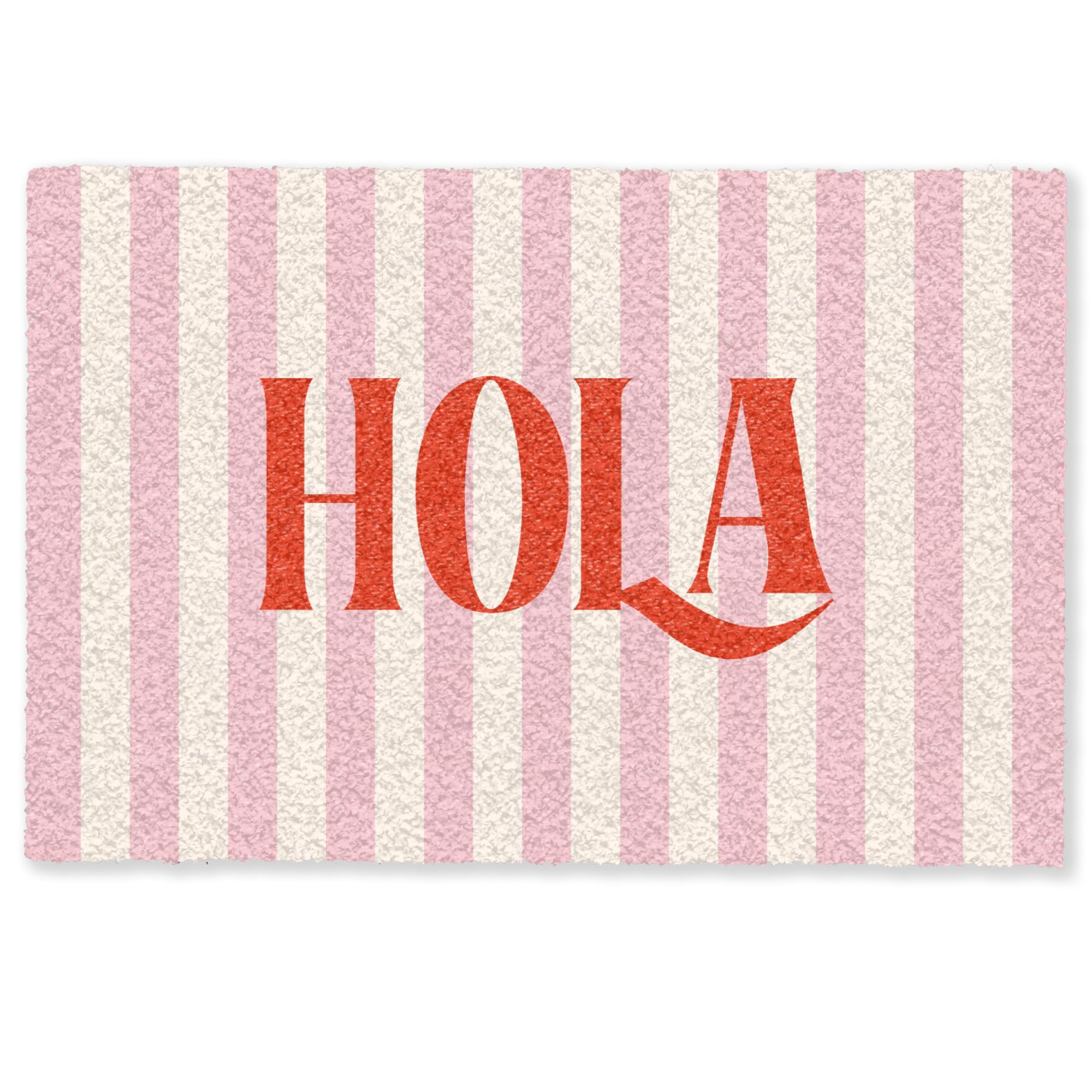 MuchoWow© Fußmatte innen Sauberlaufmatte Fußabstreifer Türvorleger | 40x60 cm - Schmutzfänger Fusmatte Indoor Matten Wohnungstür Schuhabstreifer Hola – Zitat – Streifen – Pastell – Rosa – Rot –