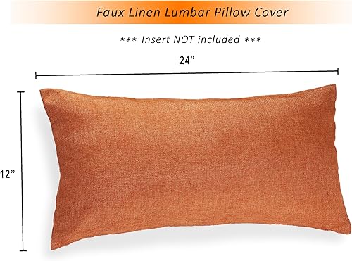 Miniatura 6 de Aiking Home - Funda de almohada tejida de lino sintético fino, tamaño 12 x 24 pulgadas, color naranja