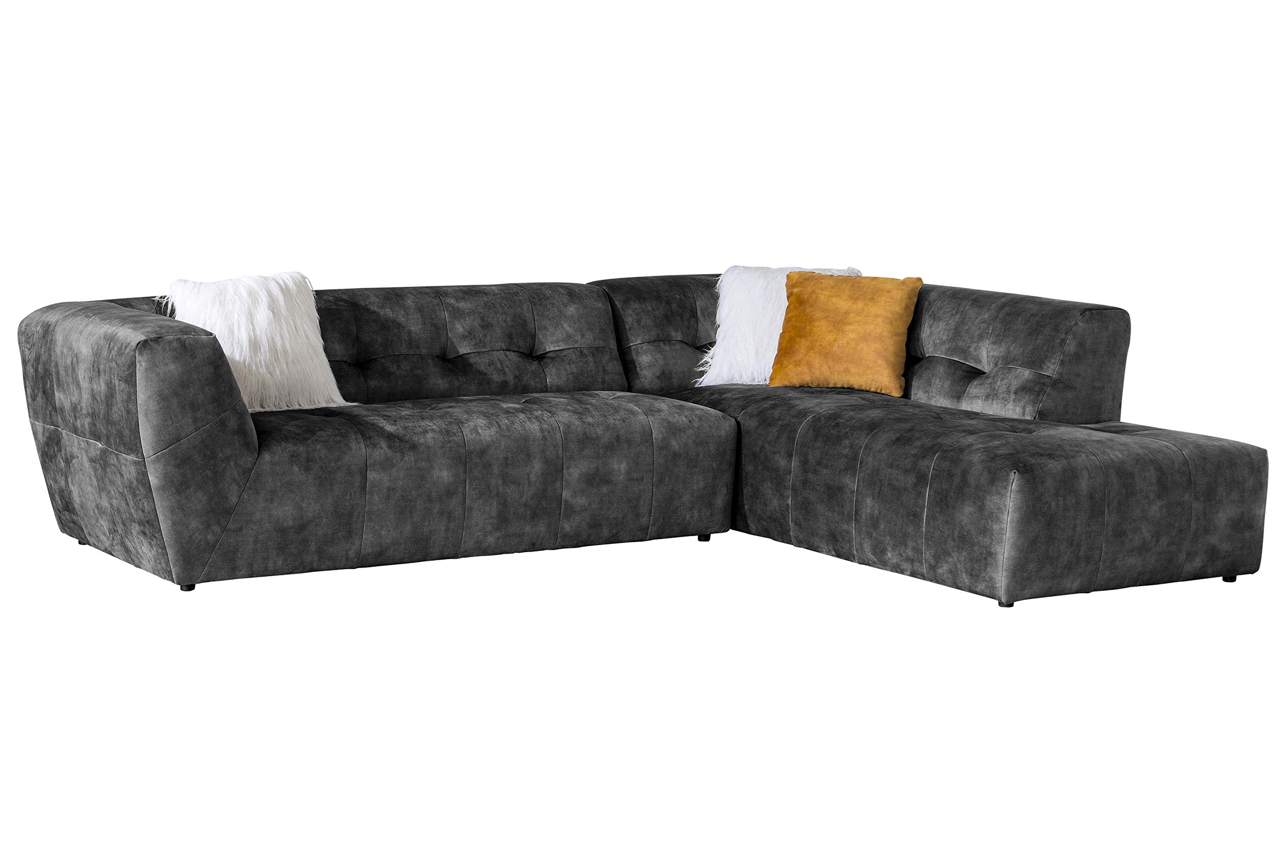 Acanva Luxury Tufted Low Back Set MidCentury Velvet Sectional Sofa