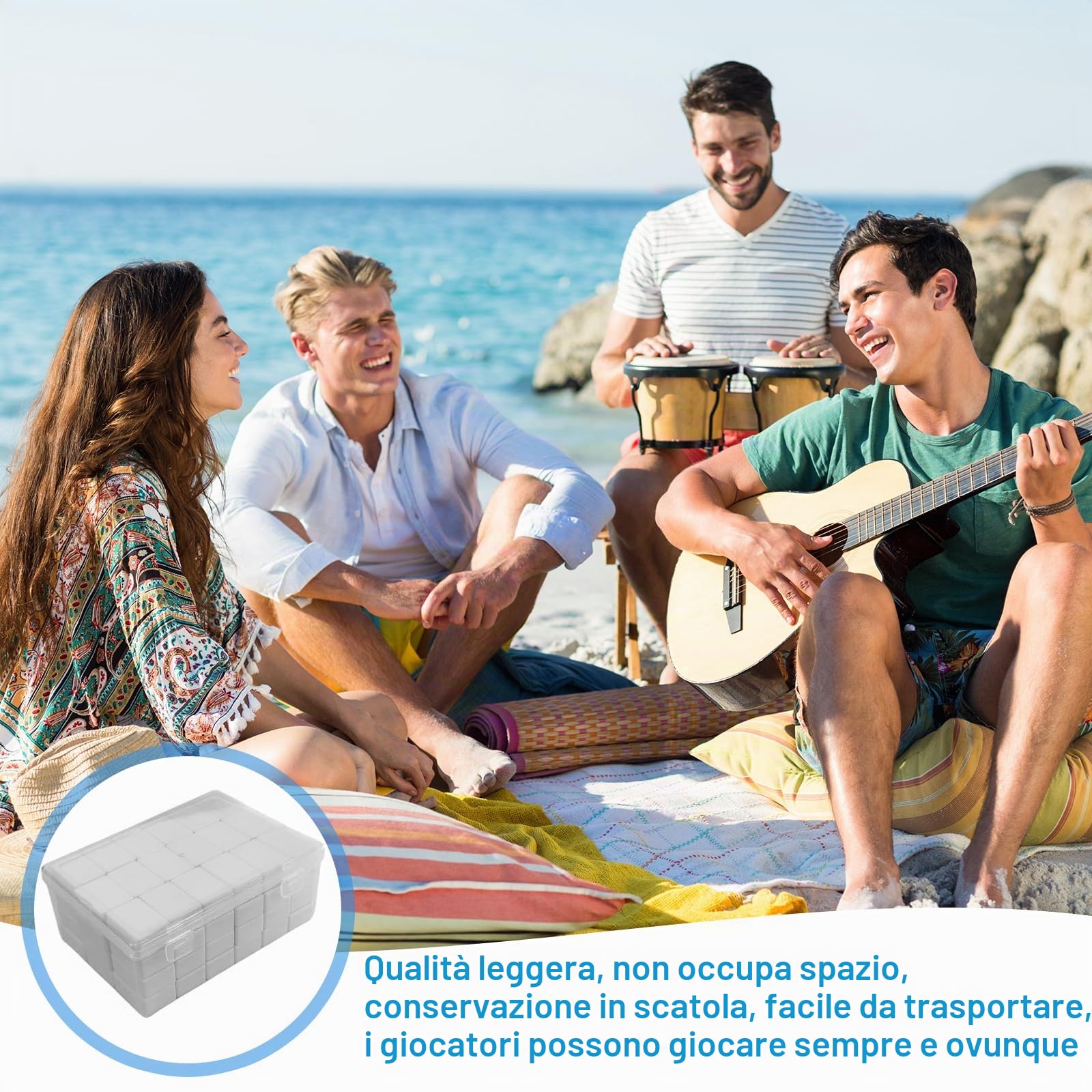 65 Blocchi di Mahjong 30mm (Plastica ABS) - Seaside Escape Gioco da Tavolo per Bambini e Feste - Zen Game con 64 Adesivi Carini