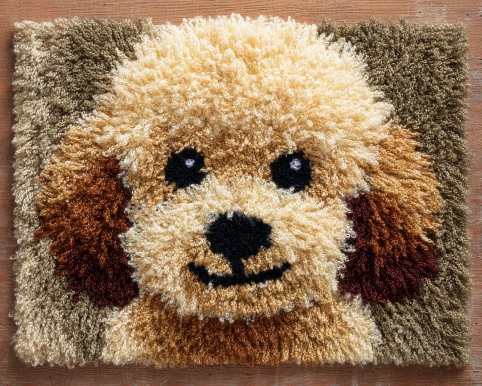 Wallphantom DIY Latch Hook Rug Kit Handmade Carpet,Happy Poodle,Crochet Yarn Embroidery Needlework Hook Kit for Beginners,Home Decor Festival,Gift,80x160cm