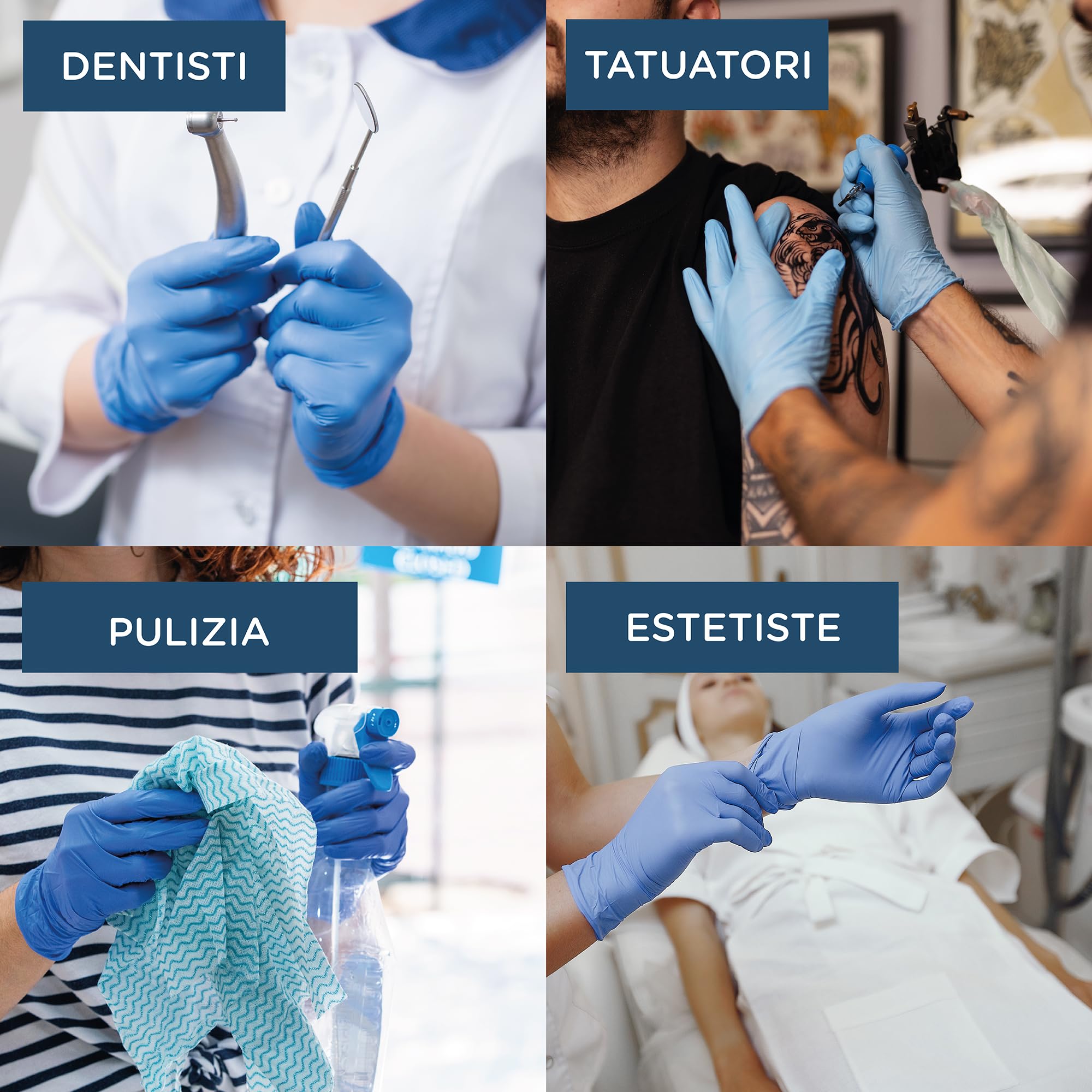 Gants en Nitrile Bleu M - Carton 1000 Gants Jetables Non Poudrés, Sans Latex, Résistants - Gants d’Examen en Nitrile Multiusage Professionnel