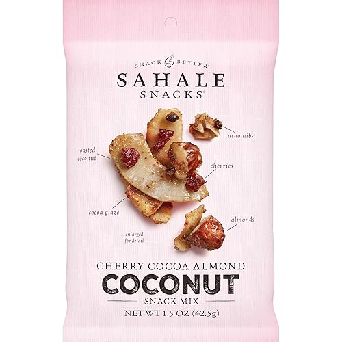 Sahale Snacks Mezcla de bocadillos de cereza y cacao y almendras, 1.5 onzas (paquete de 18)