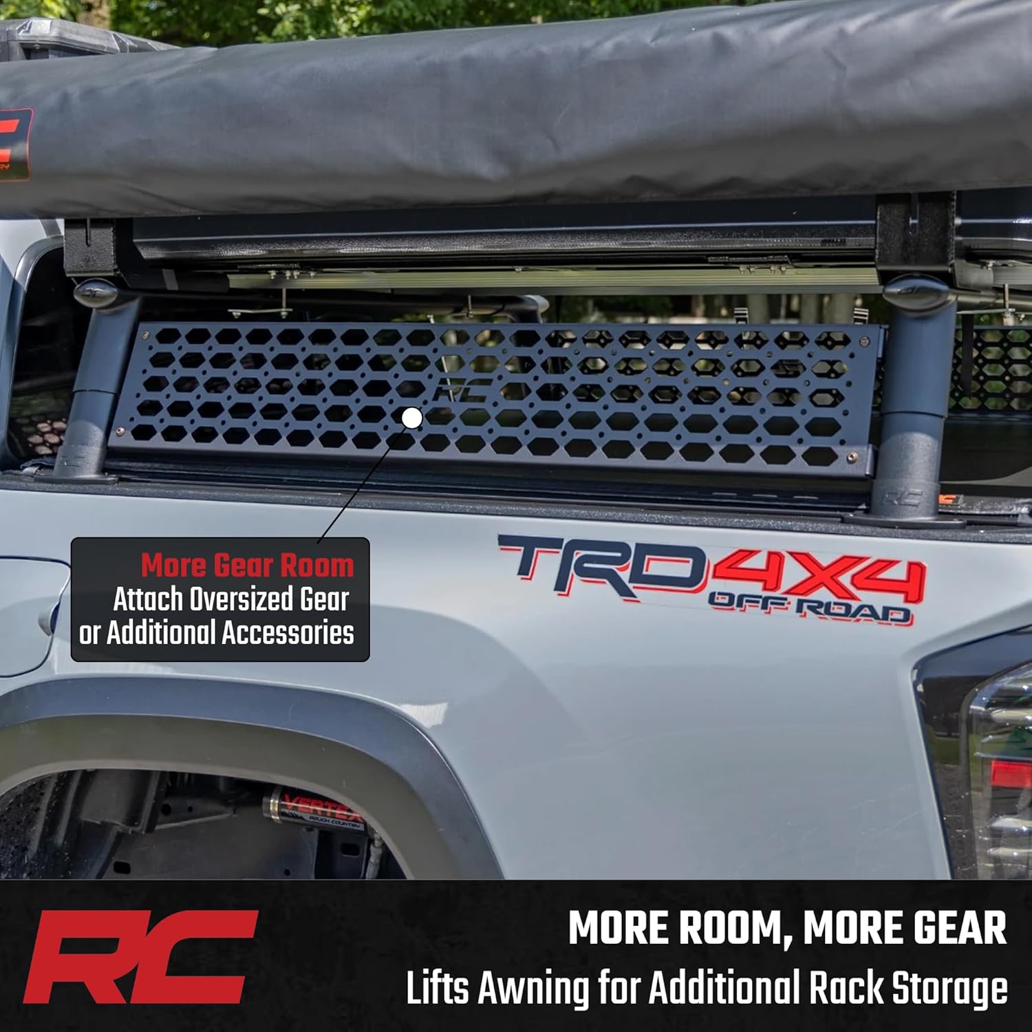 Rough Country High Mount Brackets for 270° Awning - Elevated Steel Awning Mounts for RC Bed Racks, Bolt-On Design