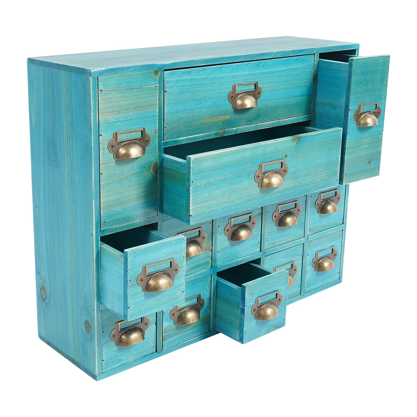 Mini Kommode mit 14 Schubladen, Vintage Schubladenbox Holz Schreibtisch Organizer Desktop Storage Cabinet für Zuhause Büro