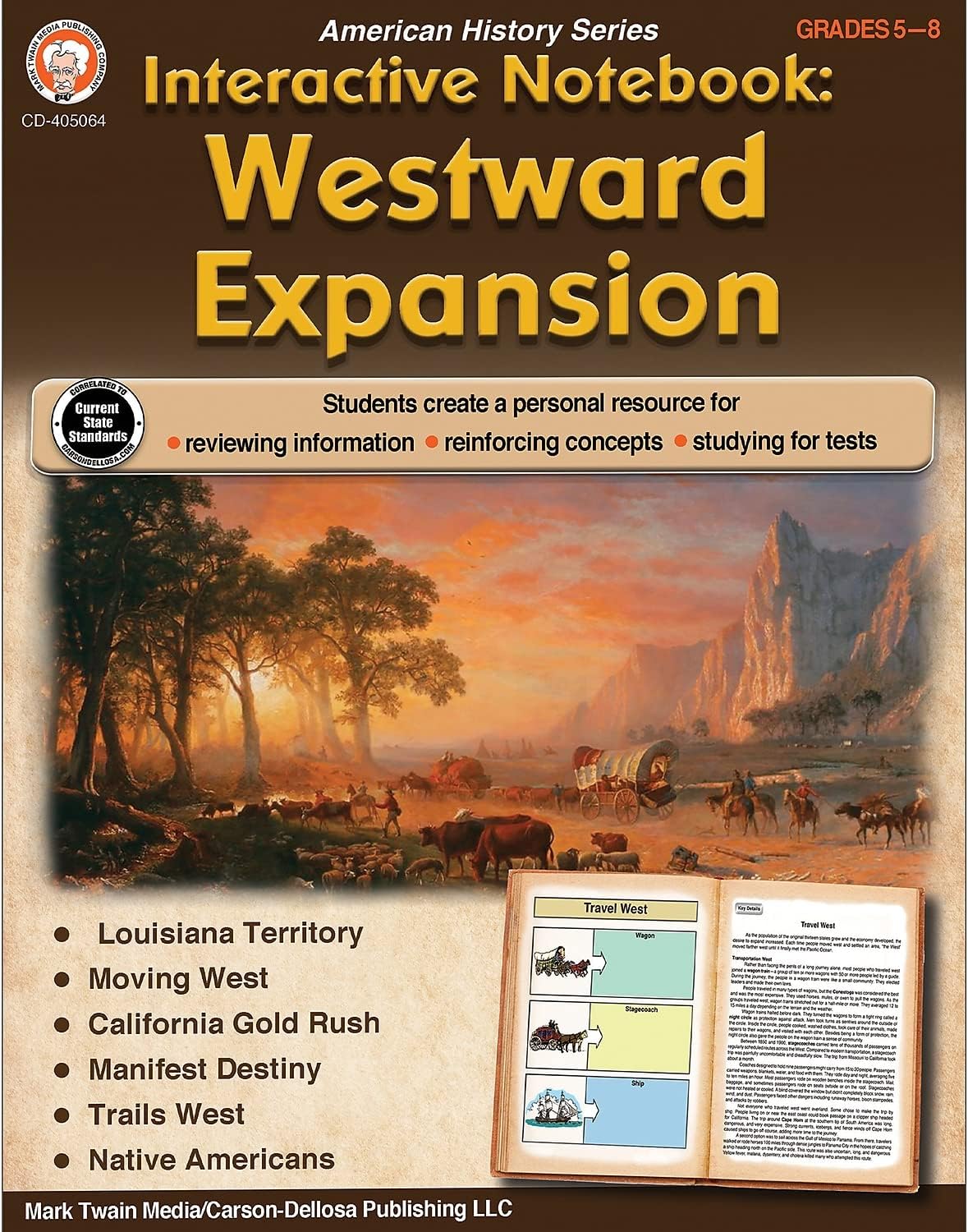 Mark Twain Westward Expansion Interactive Notebook, Social Studies for Grades 5 and Up, California Gold Rush, Native Americans, Louisiana Territory, and More,