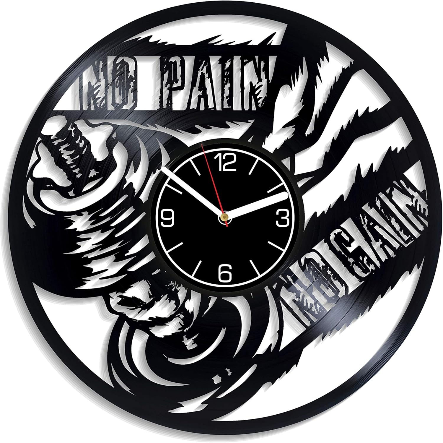 Kovides Gym Vinyl Record Wall Clock No Pain No Gain Wall