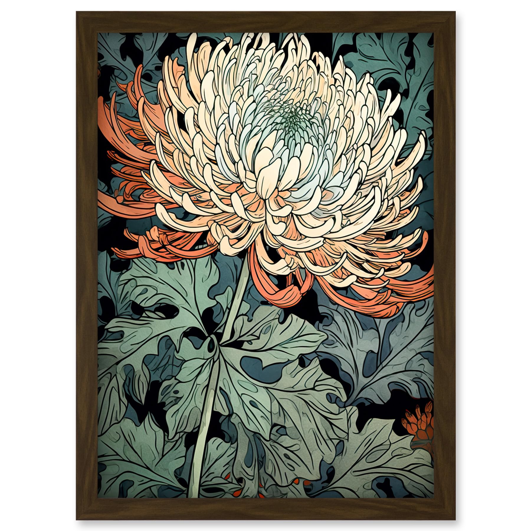 Artery8 Pastel Gradient Colour Chrysanthemum Flower Bloom Artwork Framed A3 Wall Art Print