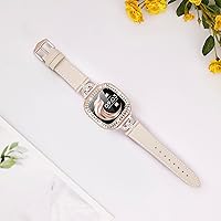 Vista 2 de Correa de cuero compatible con Fitbit Sense/Fitbit Versa 3 bandas para mujer, correa de cuero elegante con hebilla de metal en forma de D