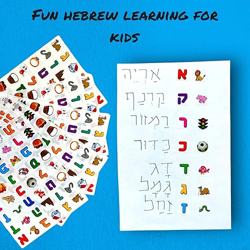 Miniatura 5 de Calcomanías de letras hebreas con más de 280560 calcomanías de apuesta de alef para niños que aprenden hebreo, alfabeto hebreo a juego con imágenes,