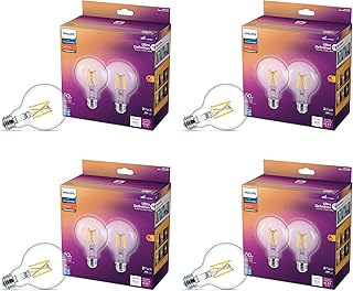 Philips LED 60W G25 8-Pack Ultra Definition Soft White (5W = 65W) Dimmable Clear Flicker-Free Light Bulb