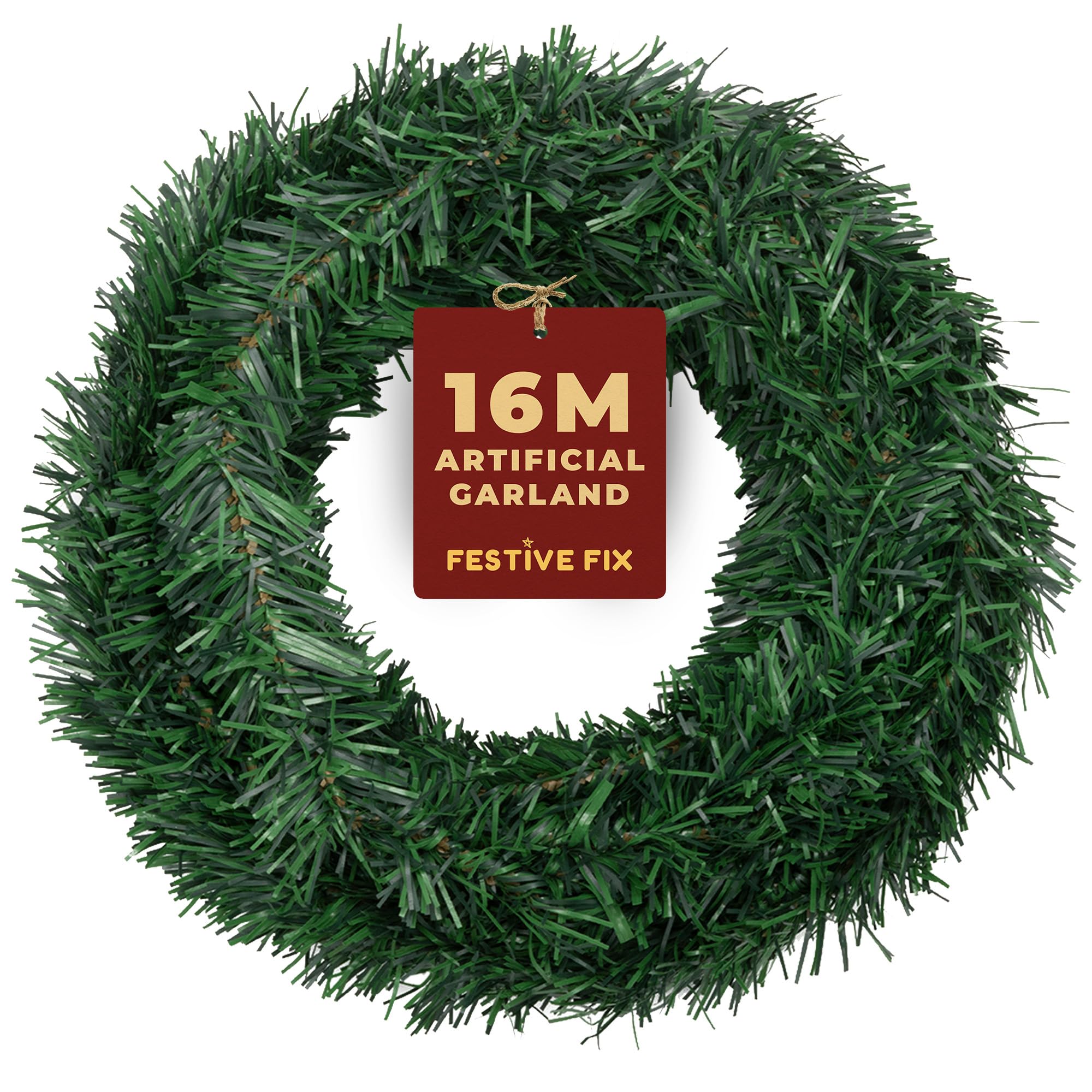 52FT (16M) Green Christmas Garland – Realistic Artificial Fir Xmas Garland for Stairs, Fireplace & Door Decor – Durable Indoor Outdoor Decoration for Home, Garden & Holiday Displays