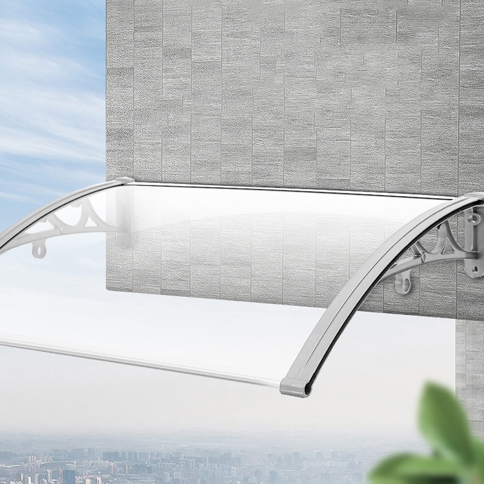 Modern Patio Front Door Canopy,Balcony Porch Awning,Light Transmittance 80% Window Rain Shelter,Outer Air Conditioning Roofing Canopies,Aluminum Garden Canopy,UV Resistant (80x90cm/32"x35")