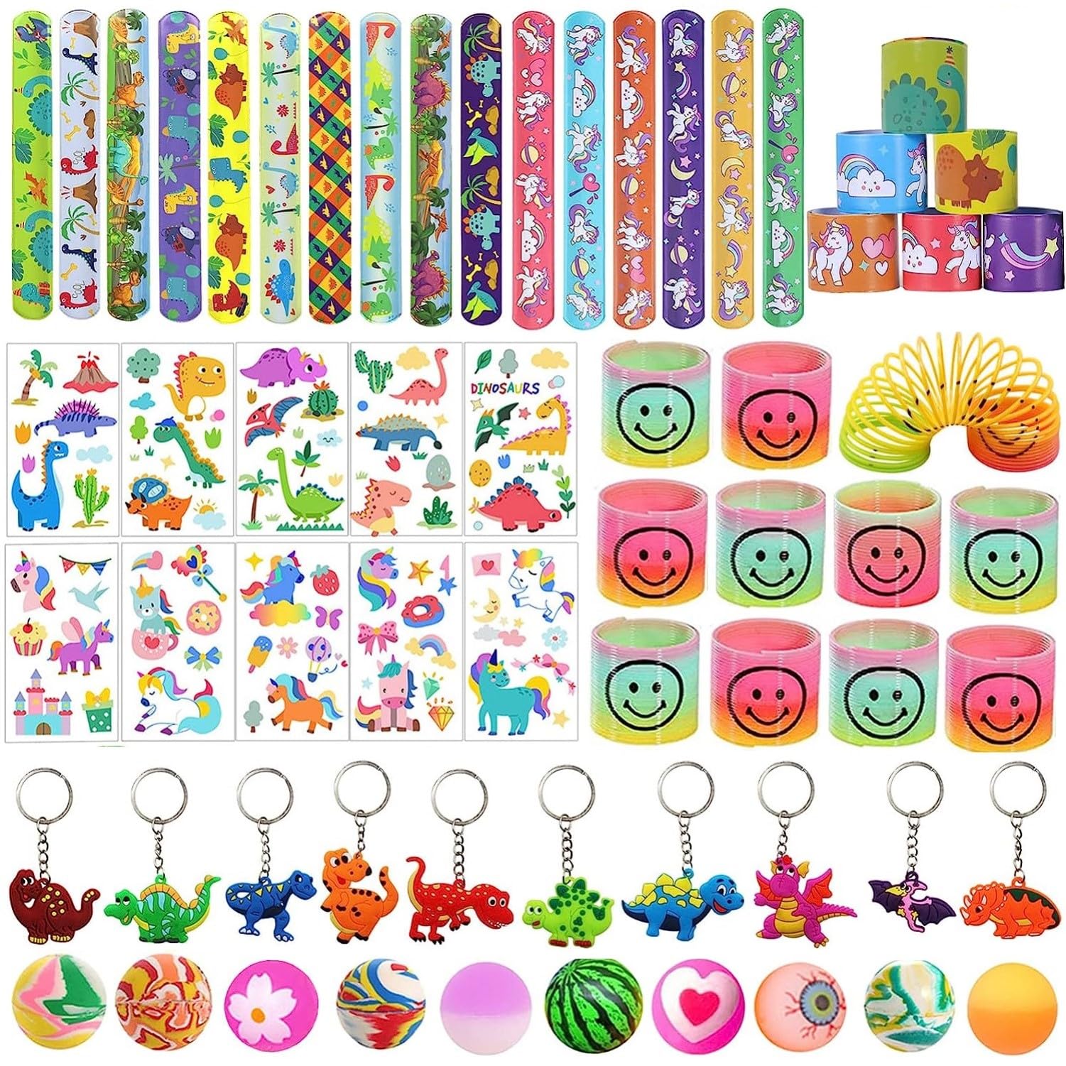 58 Pezzi Riempitivi Per Sacchetti Festa - Molle, Fasce Slap, Palline, Portachiavi, Tatuaggi Per Bambini - Foto 10