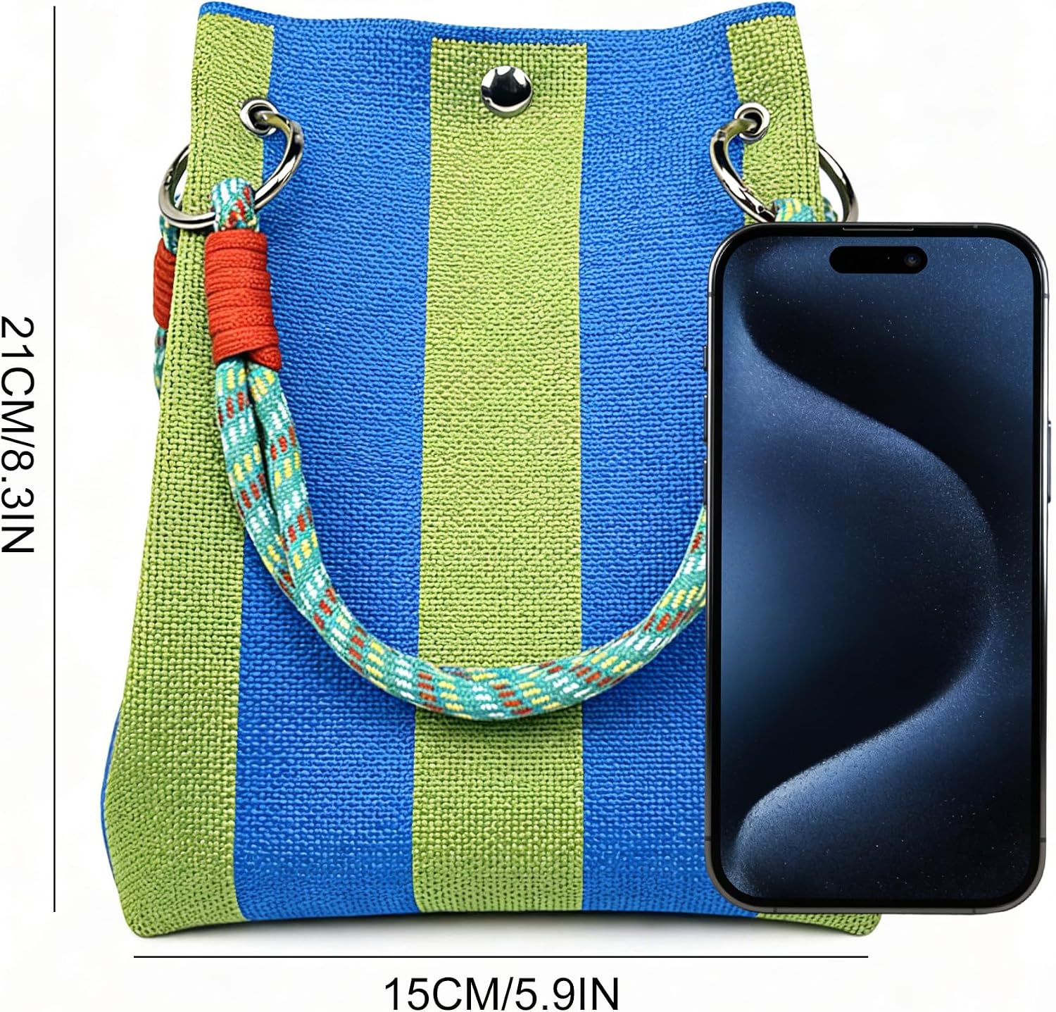 Knit Bucket Bag Small Tote Purse for Women Wristlet Handbag with Magnetic Closure Detachable Handle 5.9"*8.3"