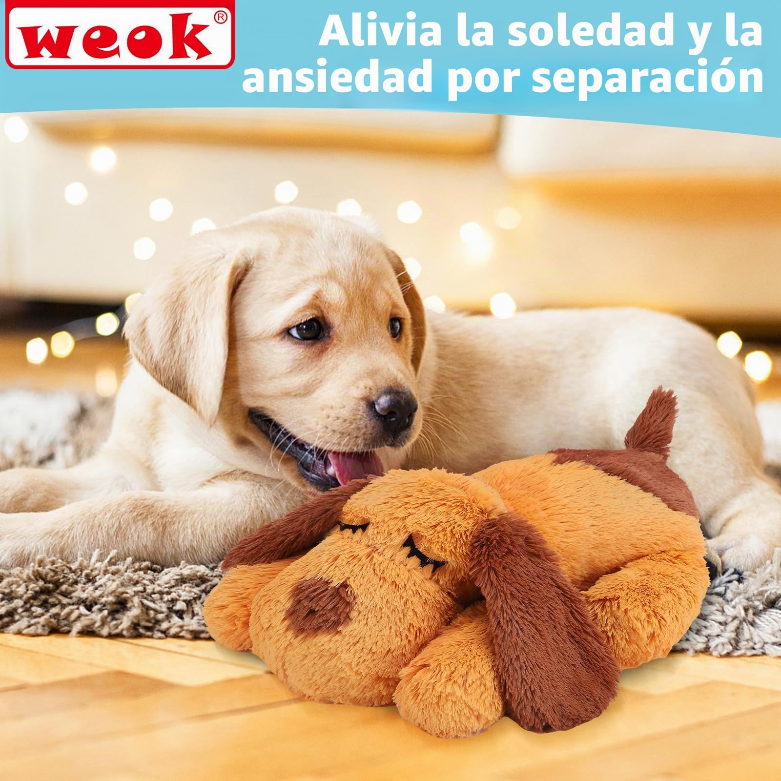 WEOK Juguete de latido del corazón para cachorros, juguete para aliviar la ansiedad por separación, latido del corazón de cachorro, juguete de peluche calmante para la ansiedad y el comportamiento