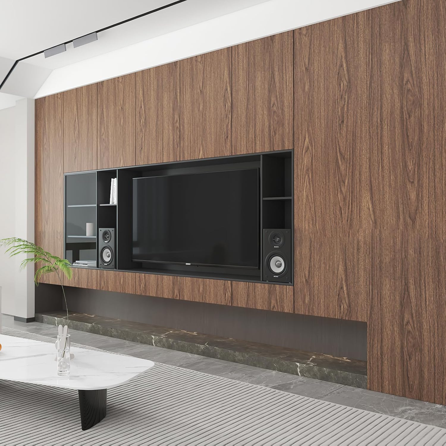 Wood Grain Contact Paper Faux Walnut Peel and Stick Wallpaper 16x354 inch Thick Wood Texture Wallpaper Waterproof Removable Self-Adhesive Wood Vinyl Wrap for Kitchen Cabinet Countertop