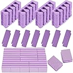 102pcs Toe Separators Set - Premium Pedicure Tool Super Soft Pedicure Toe Separator- Mini Nail Buffer Block File 80/100 Grit 2 Sided, Purple