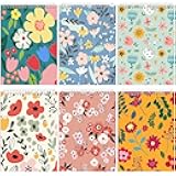 Resurhang 6 Pack 8.5 x 11'' Top Bound Office Steno Book Wide Ruled Double Sided Spiral Notebooks Reliable White Paper 70 Sheets/Pad Pastel Colors Covers for Writing School Notes (Floral Color)