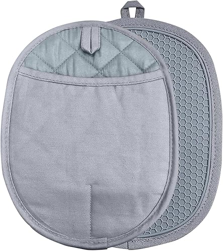 Miniatura 8 de Juego de 2 soportes de silicona para ollas con bolsillos, antideslizantes, acanalados, para cocinas, almohadillas calientes resistentes al calor y